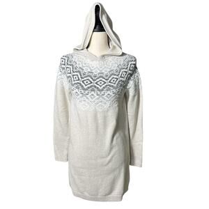 J. Jill Fair Isle Hooded Tunic Sweater‎ Women's Small Pullover Knit Long Sleeve